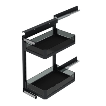 2х-ур.емкость Premium правая 300мм H635мм на ЛЕВЫХ направл. с аморт., антрацит/стекло